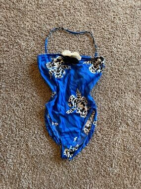 Oscar de la Renta Blue Floral One-Piece Swimsuit